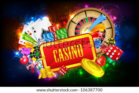 illustration of different casino object with board illustration of different casino object with board
