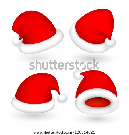 illustration of set of Santa cap for Christmas in different perspective illustration of set of Santa cap for Christmas in different perspective