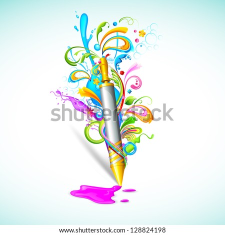 illustration of colorful floral swirl around Holi pichkari illustration of colorful floral swirl around Holi pichkari