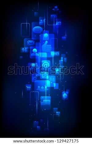 illustration of media icon in technology background illustration of media icon in technology background