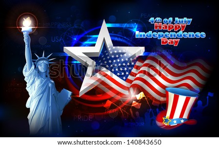 illustration of Statue of Liberty on American flag background for Independence Day illustration of Statue of Liberty on American flag background for Independence Day