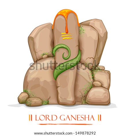 illustration of statue of Lord Ganesha made of rock illustration of statue of Lord Ganesha made of rock