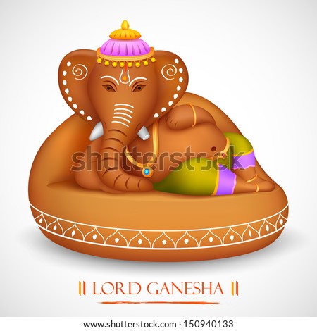 illustration of statue of Lord Ganesha made of rock illustration of statue of Lord Ganesha made of rock
