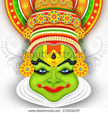 illustration of Colorful Kathakali Face illustration of Colorful Kathakali Face