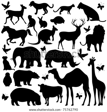 Illustration Of Collection Of Animal Silhouettes On Isolated Background