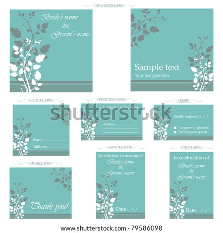 stock vector illustration of set of wedding reception invitation card