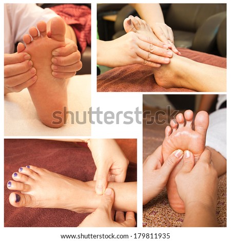 Collection of reflexology foot massage