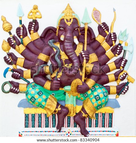 Indian or Hindu God Named Vira Ganapati at Wat Saman, Chachoengsao, Thailand