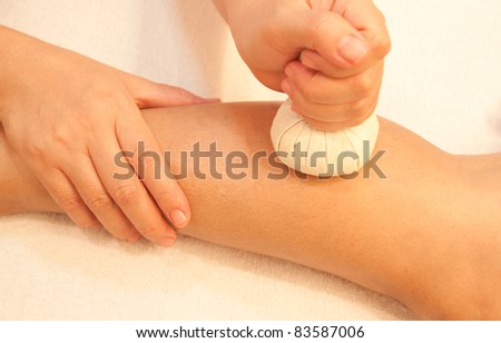 reflexology leg massage by ball herbal, spa foot treatment by ball herb,Thailand