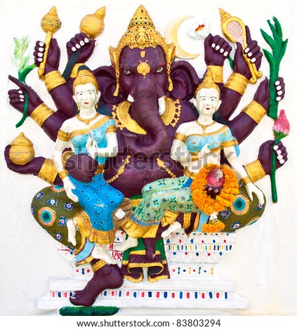 Indian or Hindu ganesha God Named Maha Ganapati at temple in thailand ;The conviction will be used hand to apply to the Lord for get the wishes.