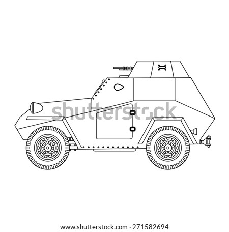 Military car . Isolated on white background. Raster version