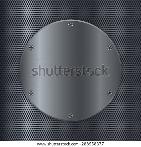 Steel background with blank metal shield. Raster version