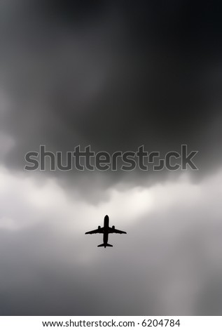 Plane flying into storm