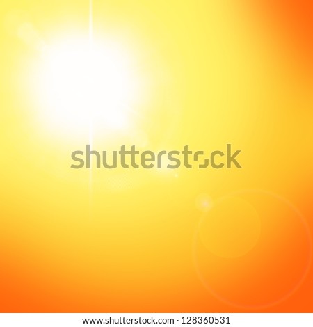 Summer natural background with sun and lens flare