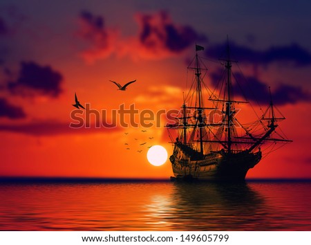 Sailboat Against A Beautiful Landscape