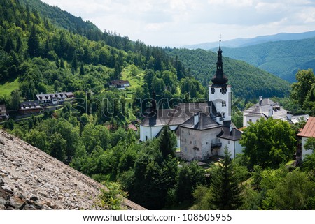 Historical church in old mining village Spania Dolina, Slovakia (UNESCO heritage site)