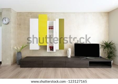 Detail Of Modern Living-Room - Wall With Tv