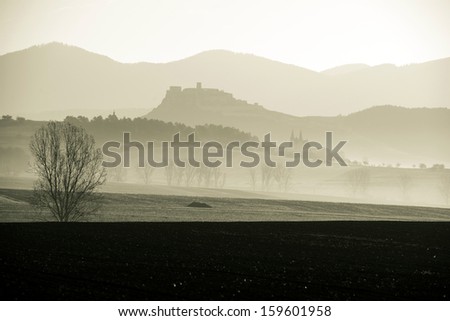 silhouette of St. Martin\'s Cathedral at Spisska Kapitula and Spis castle in the background, Slovakia