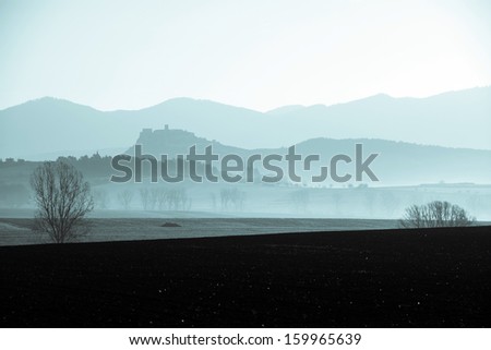 silhouette of St. Martin\'s Cathedral at Spisska Kapitula and Spis castle in the background, Slovakia