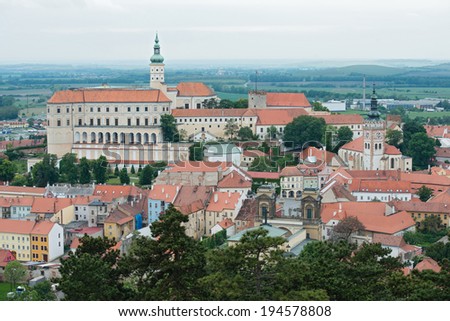 Mikulov (Nikolsburg) castle and town in South Moravia, Czech Republic