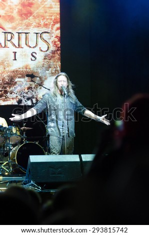 PIESTANY, SLOVAKIA - JUNE 26: Timo Kotipelto - singer of Finnish power metal band Stratovarius performs on music festival Topfest in Piestany, Slovakia on June 26, 2015