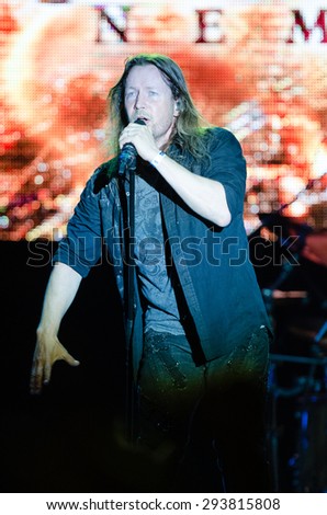 PIESTANY, SLOVAKIA - JUNE 26: Timo Kotipelto - singer of Finnish power metal band Stratovarius performs on music festival Topfest in Piestany, Slovakia on June 26, 2015
