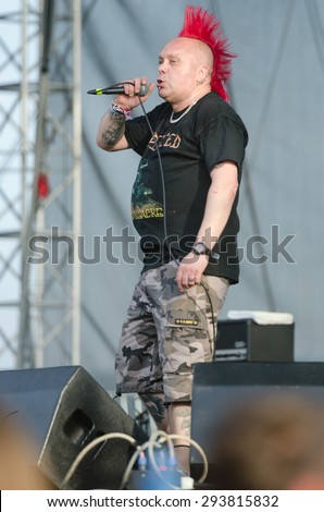 PIESTANY, SLOVAKIA - JUNE 26: Wattie Buchan - singer of Scottish punk rock band The Exploited performs on music festival Topfest in Piestany, Slovakia on June 26, 2015