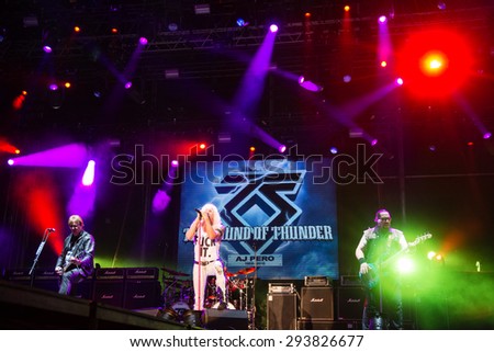 PIESTANY, SLOVAKIA - JUNE 27: American heavy metal band Twisted Sister performs on music festival Topfest in Piestany, Slovakia on June 27, 2015