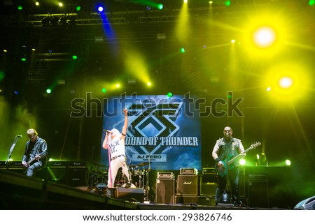 PIESTANY, SLOVAKIA - JUNE 27: American heavy metal band Twisted Sister performs on music festival Topfest in Piestany, Slovakia on June 27, 2015