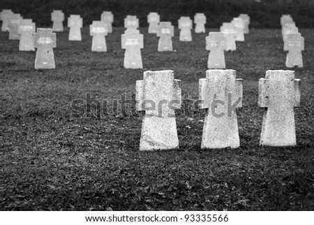 graveyard with row of crosses on first world war cemetery