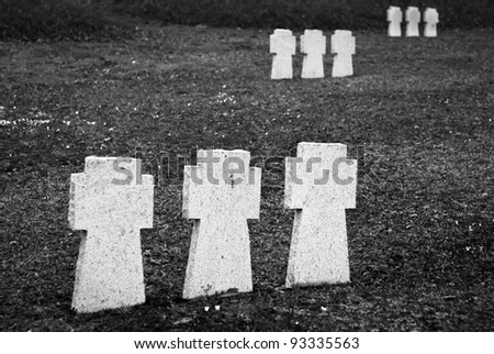 graveyard crosses on cemetery from first world war