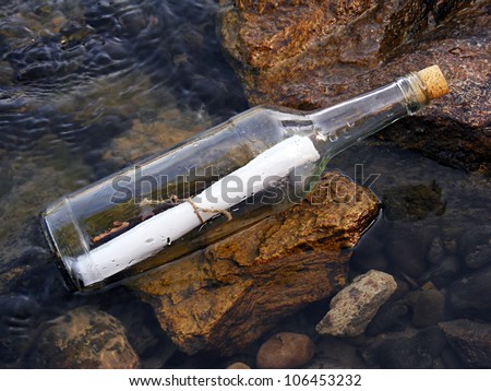 Paper message in a bottle