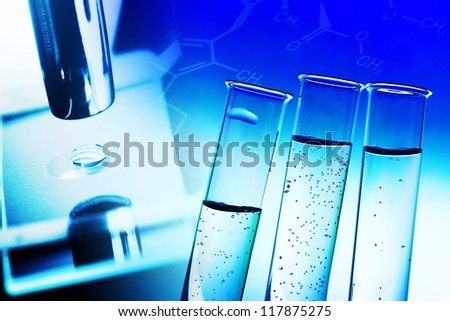 Medical or chemistry science background with microscope and test