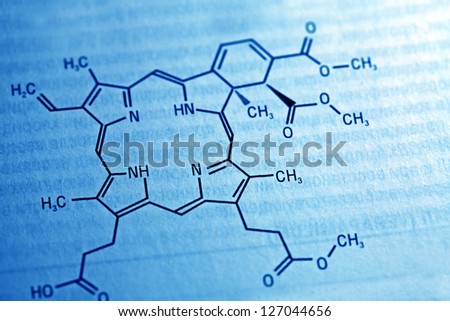 Chemistry science formula on book. Selective focus.