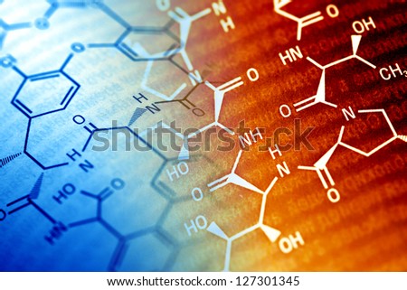 Chemistry science formula and tablets. Medicine symbol.
