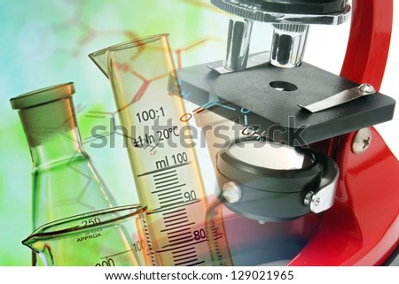 Medical or chemistry science background with microscope