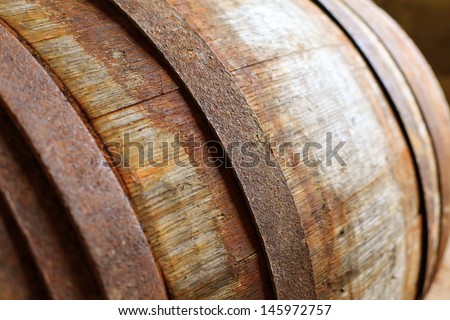 Old vine barrel. Macro image.