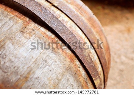 Old vine barrel. Macro image.