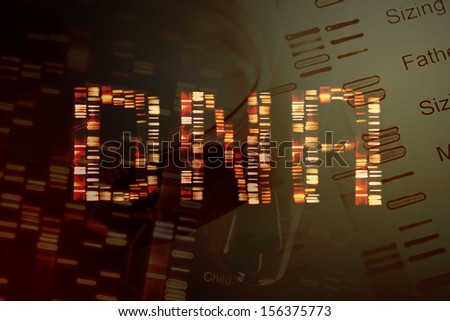 Pills in test tube over fingerprint test DNA background.