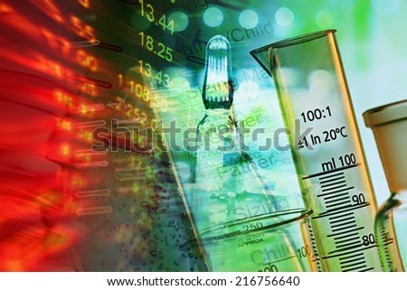 Test tube with air bubble in liquid material and DNA fingerprint
