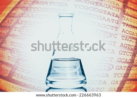 Flask with water and reflection isolated on white