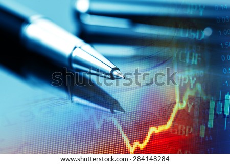 Pen and finance data. Business concept.