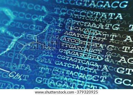 DNA data and chemical formula. Science concept.