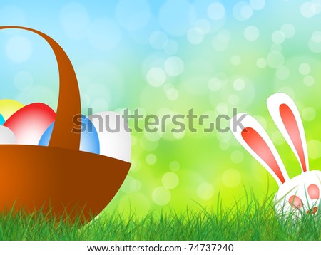 easter eggs in a basket coloring. stock photo : Color easter