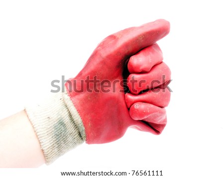 Old dirty work glove Isolated on white