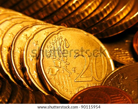 Euro coins. Europe finance system concept.