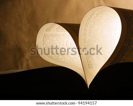 Sheets of a book heart shaped