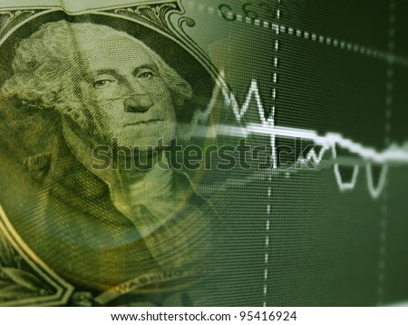 Background with one dollar banknote and graph. USA finance system  concept.