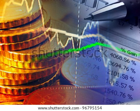 Finance background with money and graph.