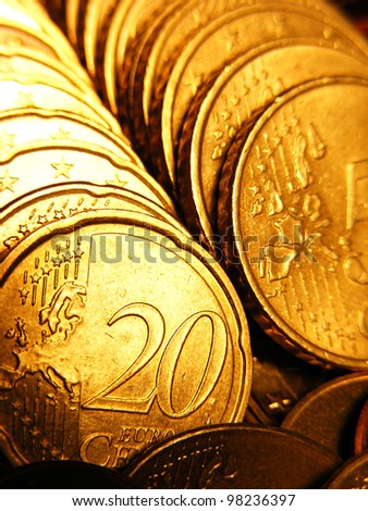 Euro coins. Europe finance system concept.